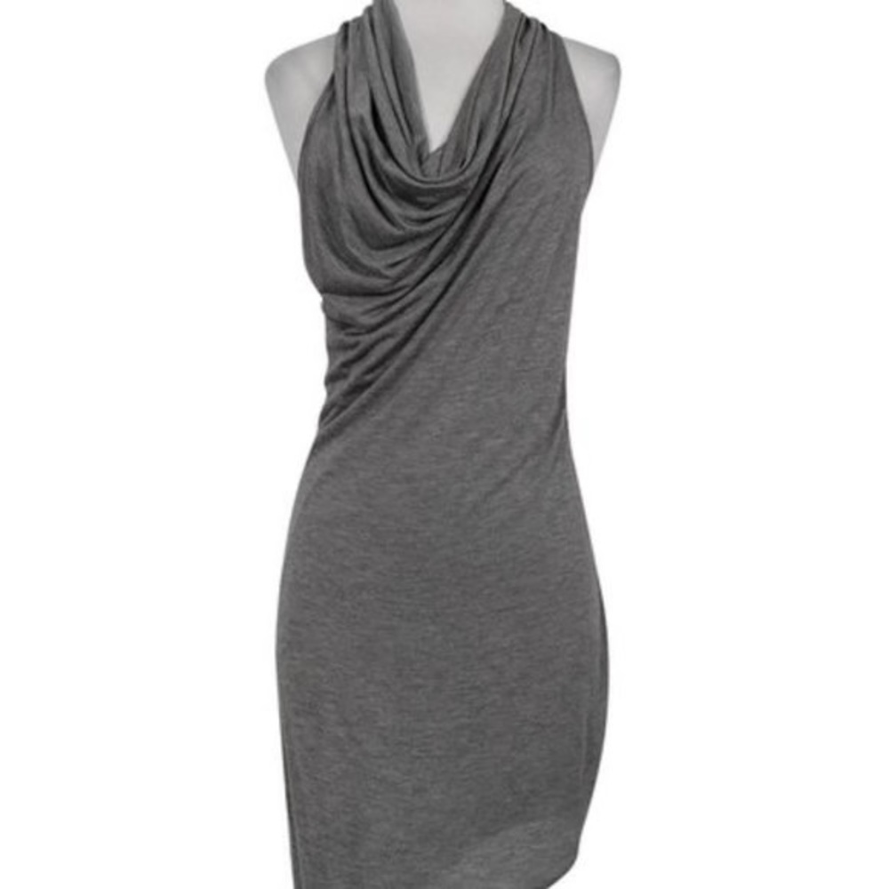 Helmut Lang Intermix Asymmetrical Cowl Neck Midi Dress